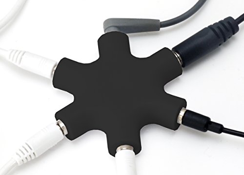 MyGadget 5-Fach Audio Splitter - 3, 5 mm Aux Klinkenverteiler - Mini Klinken Verteiler - Kopfhörer Buchse für Smartphones, Laptops und PC in Schwarz von MyGadget