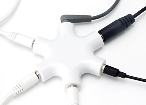 MyGadget 5-Fach Audio Splitter - 3, 5 mm Aux Klinkenverteiler - Mini Klinken Verteiler - Kopfhörer Buchse für Smartphones, Laptops und PC in Weiß von MyGadget
