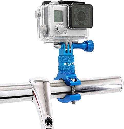 MyGadget Action Cam Fahrradhalterung 360° Metall - Fahrrad Motorrad Rohr Lenkerhalterung Halterung Kompatibel mit u.a. GoPro Hero 10 9 8 7 Xiaomi Yi - Blau von MyGadget