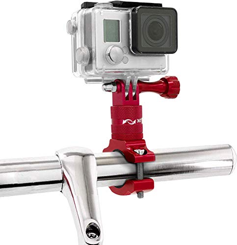 MyGadget Action Cam Fahrradhalterung 360° Metall - Fahrrad Motorrad Rohr Lenkerhalterung Halterung Kompatibel mit u.a. GoPro Hero 10 9 8 7 Xiaomi Yi - Rot von MyGadget