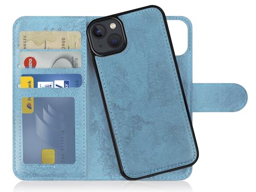 MyGadget Flip Case Handyhülle für Apple iPhone 14 Plus - Magnetische Hülle aus Kunstleder Klapphülle - Kartenfach Schutzhülle in Hellblau von MyGadget