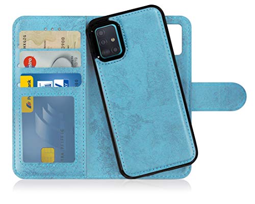 MyGadget Flip Case Handyhülle für Samsung Galaxy A51 4G - Magnetische Hülle aus Kunstleder Klapphülle - Kartenfach Schutzhülle in Hellblau von MyGadget