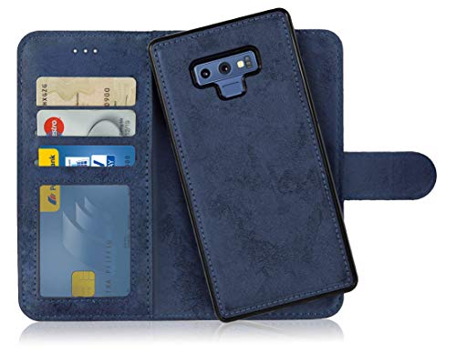 MyGadget Flip Case für Samsung Galaxy Note 9 - [ abnehmbare Magnet Hülle ] - Handyhülle aus Kunstleder - [ Klapphülle mit Kartenfach ] Schutzhülle in Dunkelblau von MyGadget