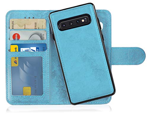 MyGadget Flip Case Handyhülle für Samsung Galaxy S10 - Magnetische Hülle aus Kunstleder Klapphülle - Kartenfach Schutzhülle in Hellblau von MyGadget