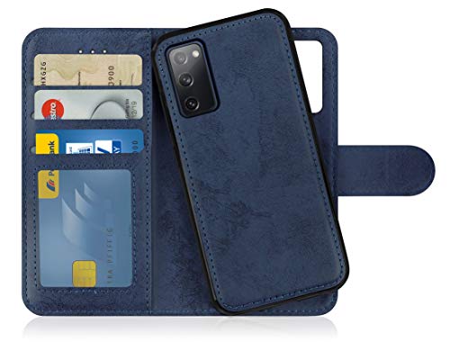 MyGadget Flip Case für Samsung Galaxy S20 FE - [ abnehmbare Magnet Hülle ] - Handyhülle aus Kunstleder - [ Klapphülle mit Kartenfach ] Schutzhülle in Dunkelblau von MyGadget