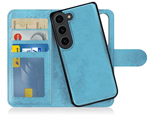 MyGadget Flip Case Handyhülle für Samsung Galaxy S23 - Magnetische Hülle aus Kunstleder Klapphülle - Kartenfach Schutzhülle in Hell Blau von MyGadget