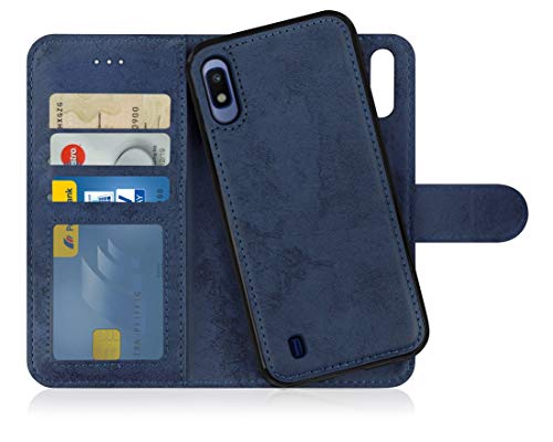 MyGadget Flip Case für Samsung Galaxy A10 [ 2019 ] - [ abnehmbare Magnet Hülle ] - Handyhülle aus Kunstleder - [ Klapphülle mit Kartenfach ] Schutzhülle in Dunkelblau von MyGadget
