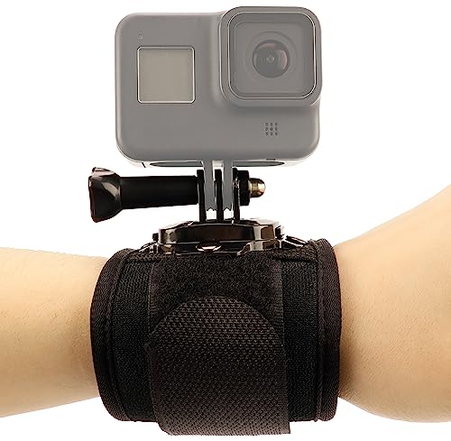 MyGadget Handgelenk Halterung kompatibel mit GoPro - 360 Grad Drehbar mit Start | Stop Sicherung - für u.a. GoPro 11 | 10 | 9 | 8 | 7, DJI Osmo in Schwarz von MyGadget