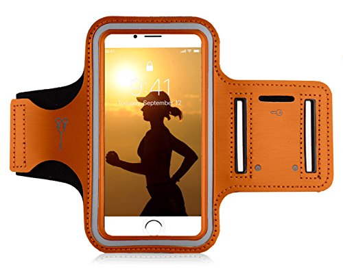 MyGadget Handy Sportarmband - Handytasche Joggen für 5.1" Display - Fitness Jogging Sport Case für u.a. Apple iPhone 7/8 6, Samsung Galaxy S7 - Orange von MyGadget