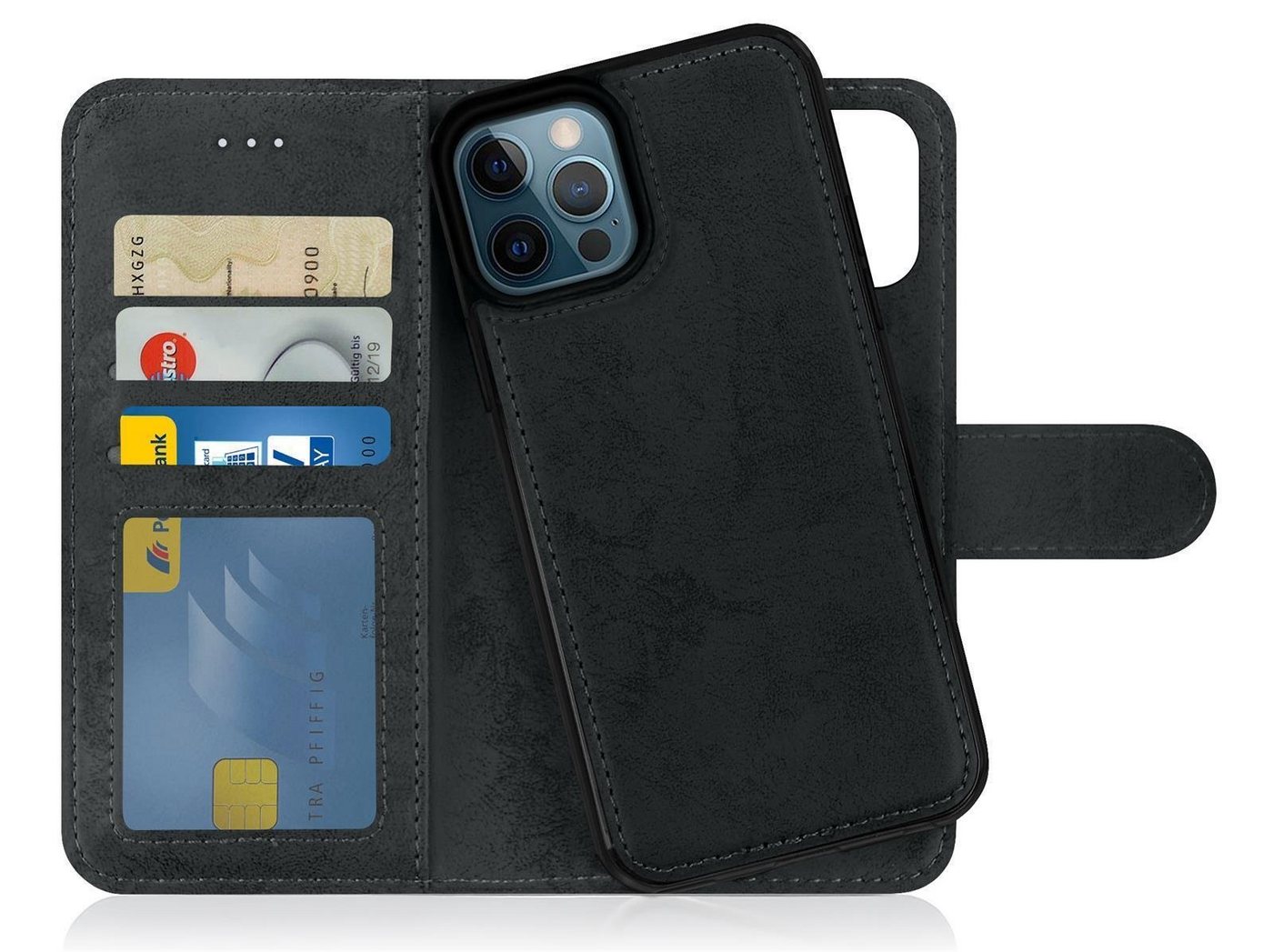 MyGadget Handyhülle Flip Case Handyhülle, für Apple iPhone 12 Pro Max - Magnetische Hülle aus Kunstleder Klapphülle - Kartenfach Schutzhülle in Schwarz MyGadget Handyhülle Flip Case Handyhülle, für Apple iPhone 12 Pro Max - Magnetische Hülle aus Kunstleder Klapphülle - Kartenfach Schutzhülle in Schwarz von MyGadget
