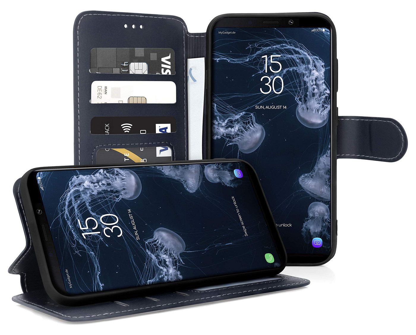 MyGadget Handyhülle Flip Case Klapphülle für Samsung Galaxy A9 2018, Flip Case Kartenfächer & Standfunktion Kunstleder Hülle Schutzhülle von MyGadget