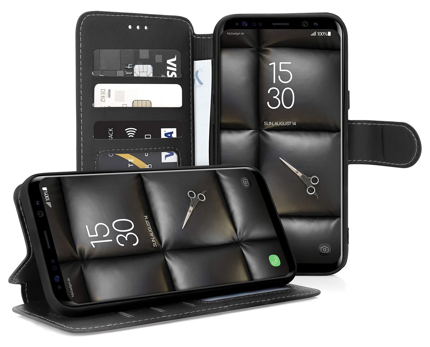 MyGadget Handyhülle Flip Case Klapphülle für Samsung Galaxy S8, Flip Case Kartenfächer & Standfunktion Kunstleder Hülle Schutzhülle von MyGadget