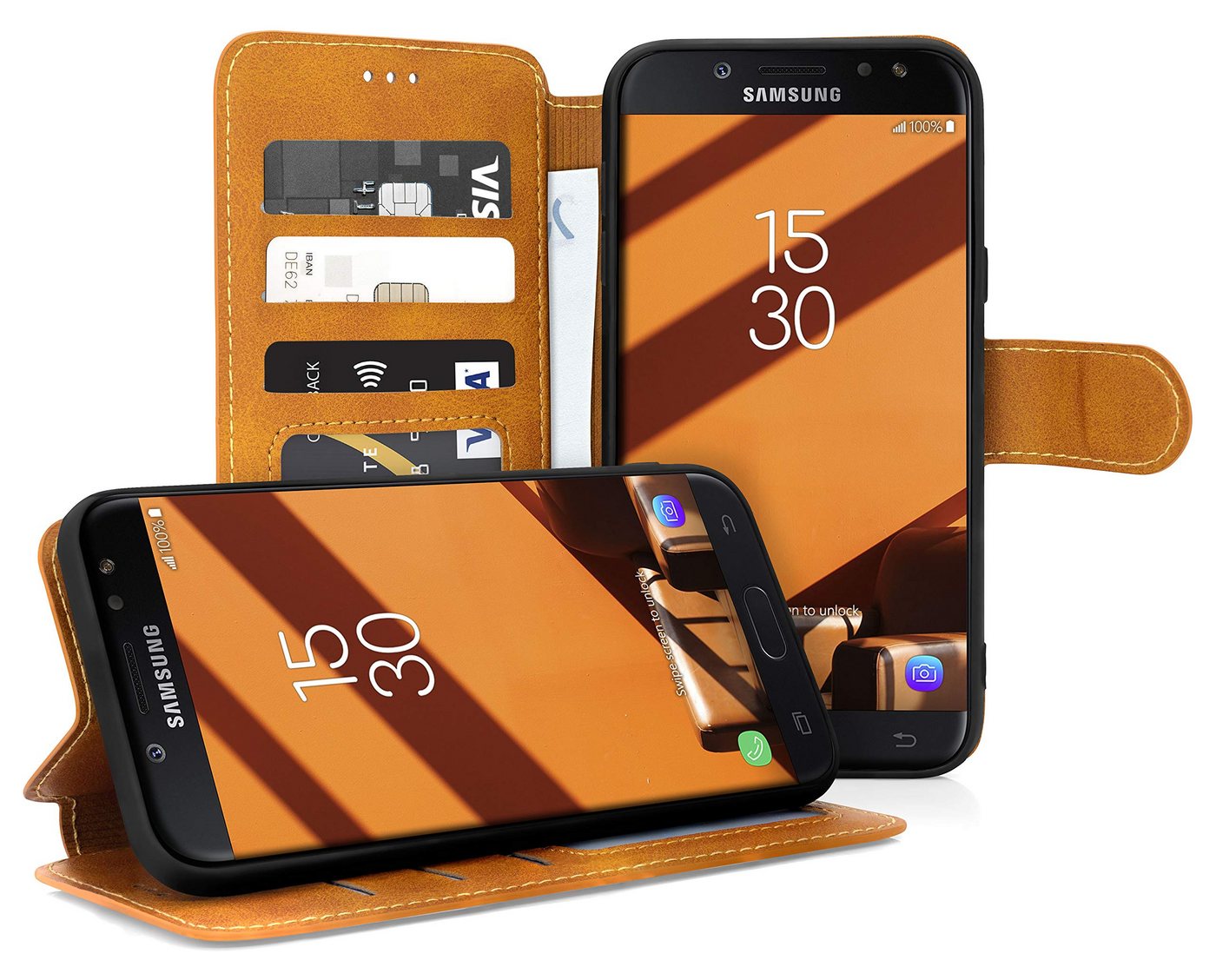 MyGadget Handyhülle Flip Case Klapphülle für für Samsung Galaxy J5 2017, Flip Case Kartenfächer & Standfunktion Kunstleder Hülle Schutzhülle von MyGadget