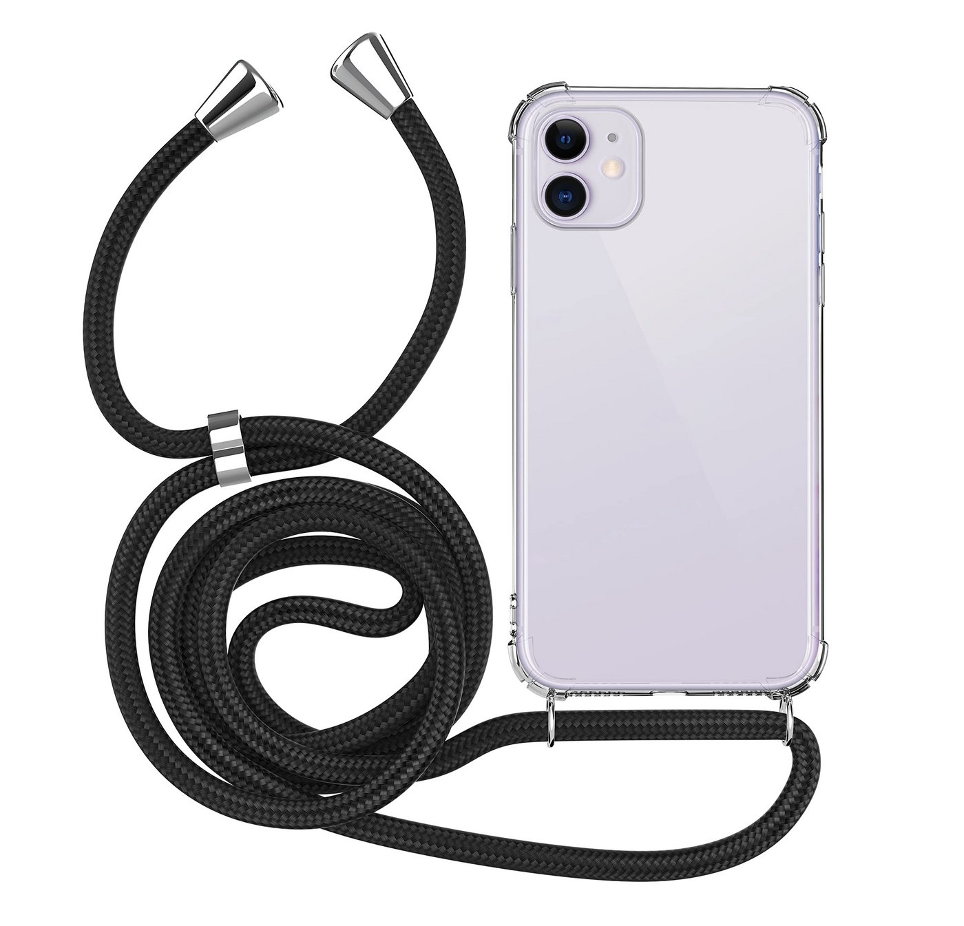 MyGadget Handyhülle Handykette für Apple iPhone 12 Mini, mit Handyband zum Umhängen Kordel Schnur Case Schutzhülle Schwarz von MyGadget