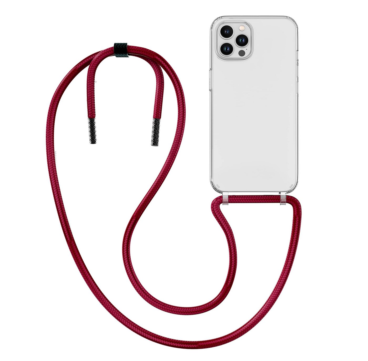 MyGadget Handyhülle Handykette für Apple iPhone 12 Pro Max, mit Handyband zum Umhängen Kordel Schnur Case Schutzhülle Wein Rot von MyGadget