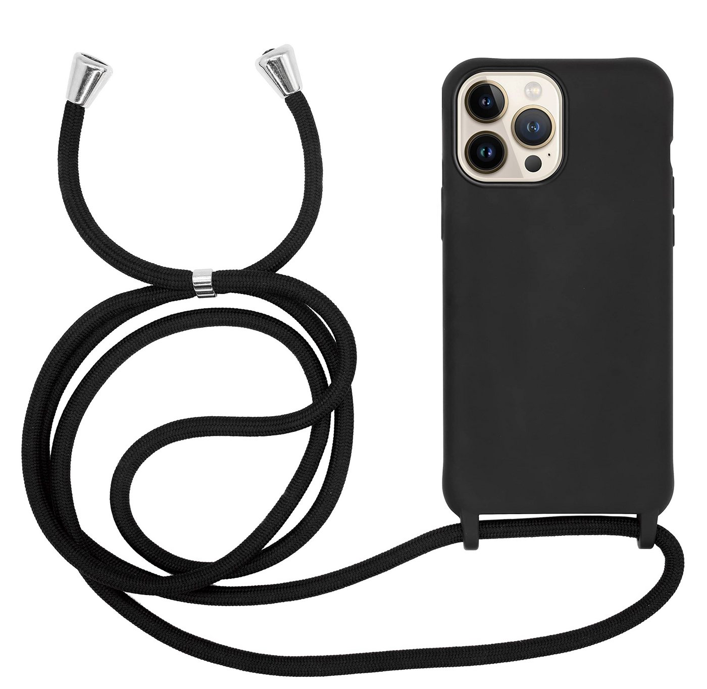 MyGadget Handyhülle Handykette für für Apple iPhone 13 Pro Max, mit Handyband zum Umhängen Kordel Schnur Case Schutzhülle Schwarz von MyGadget