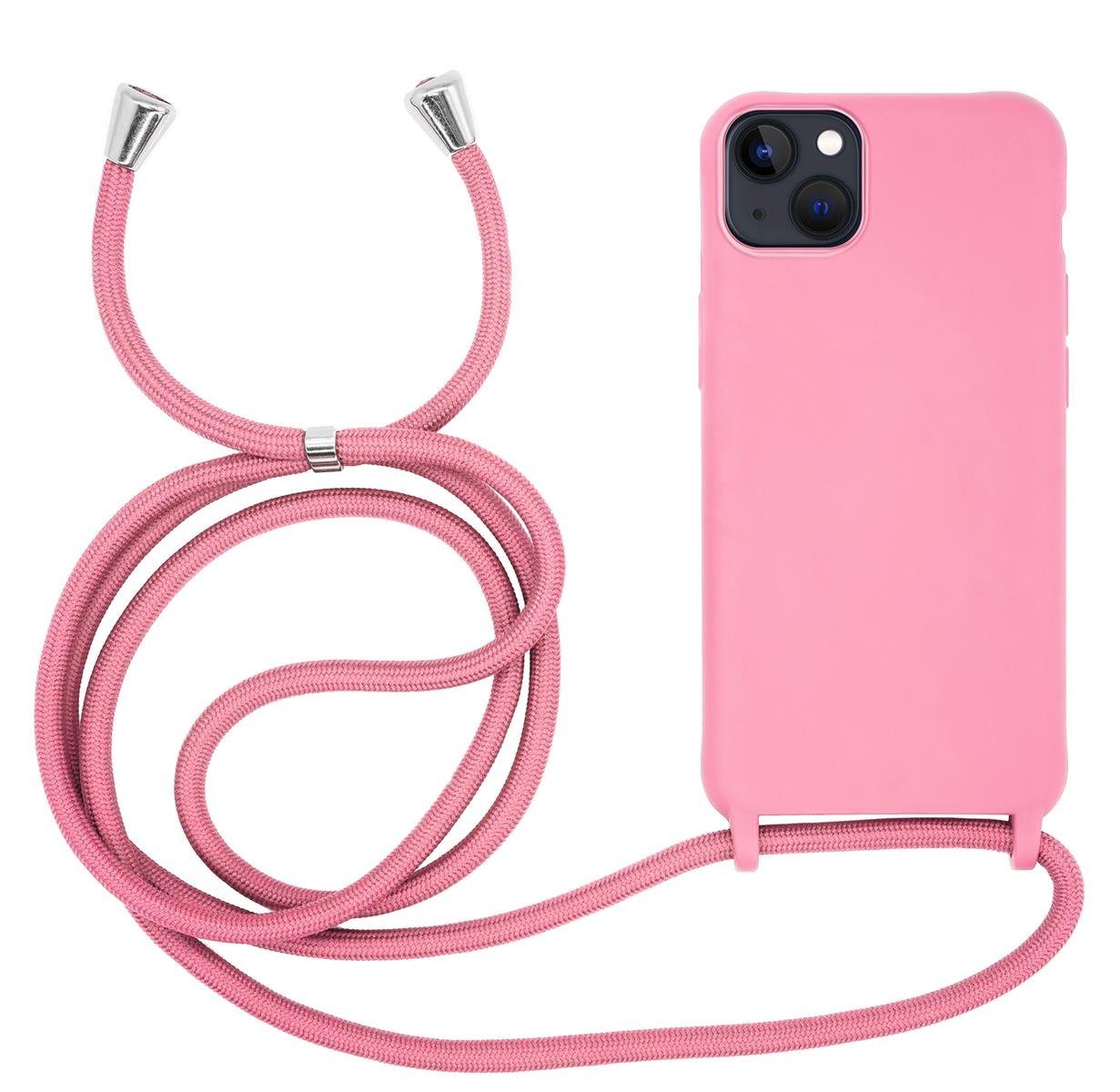 MyGadget Handyhülle Handykette für Apple iPhone 14 Plus, mit Handyband zum Umhängen Kordel Schnur Case Schutzhülle Rosa von MyGadget