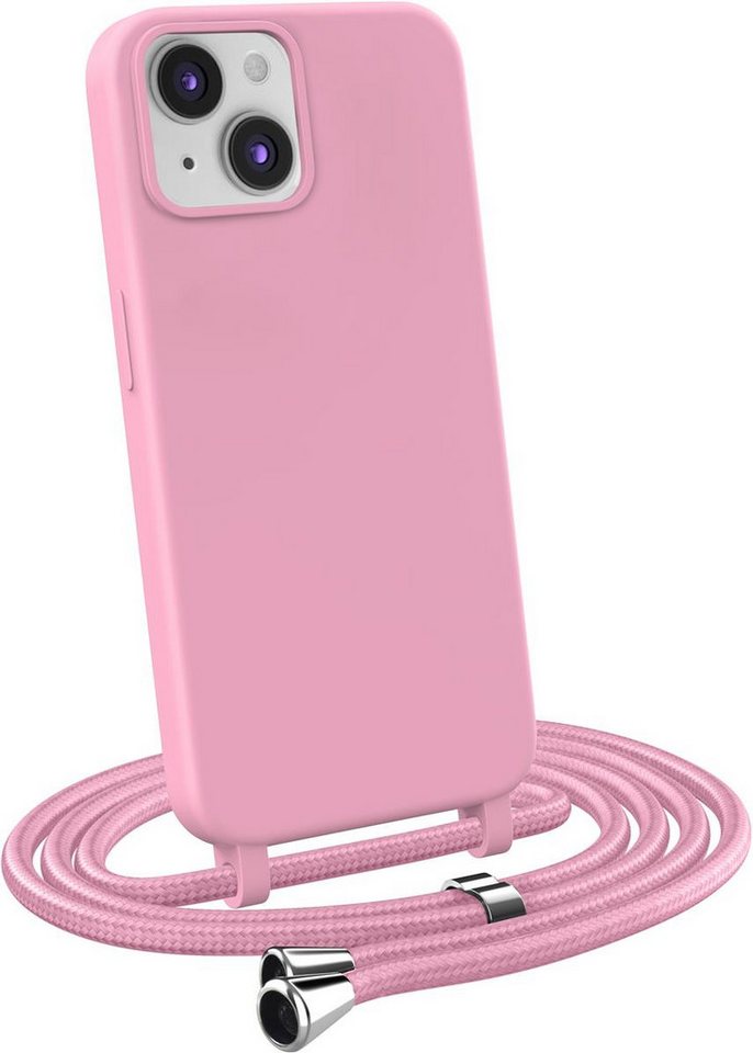 MyGadget Handyhülle Handykette für Apple iPhone 14 Plus, mit Handyband zum Umhängen Kordel Schnur Case Schutzhülle Rosa von MyGadget