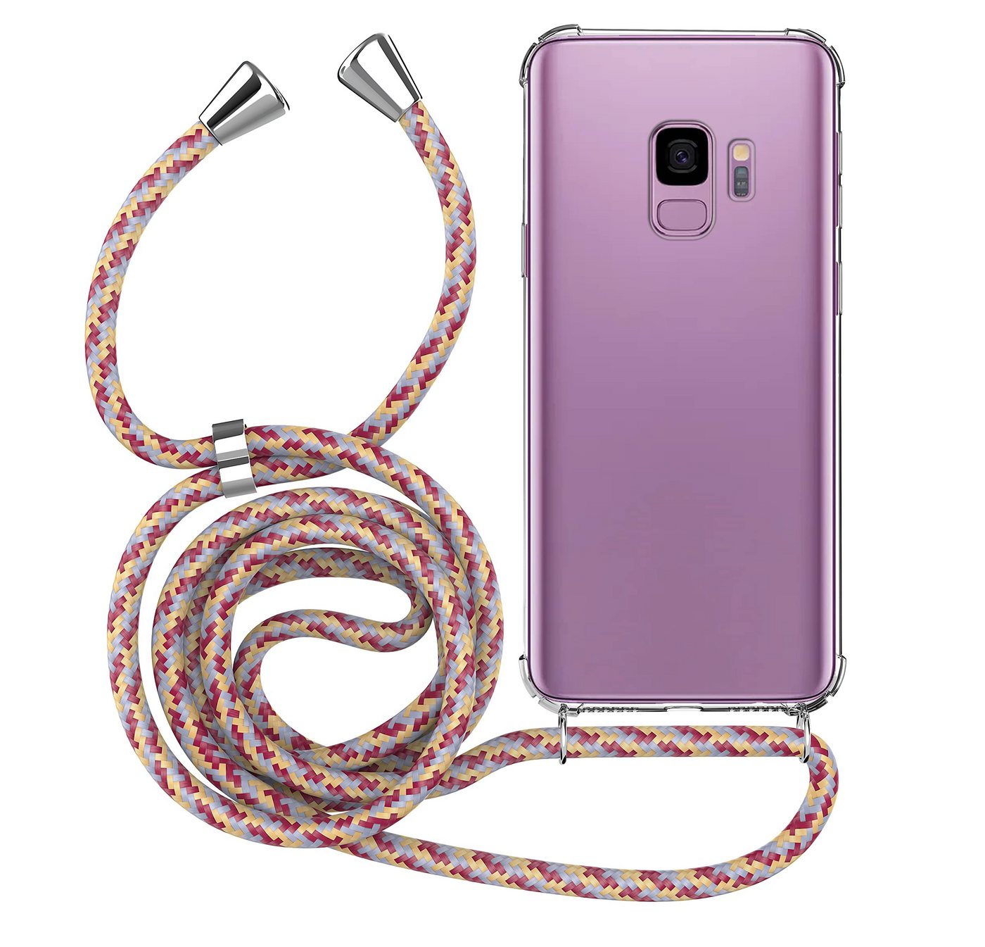 MyGadget Handyhülle Handykette für Samsung Galaxy S9, mit Handyband zum Umhängen Kordel Schnur Case Schutzhülle Pink Muster von MyGadget