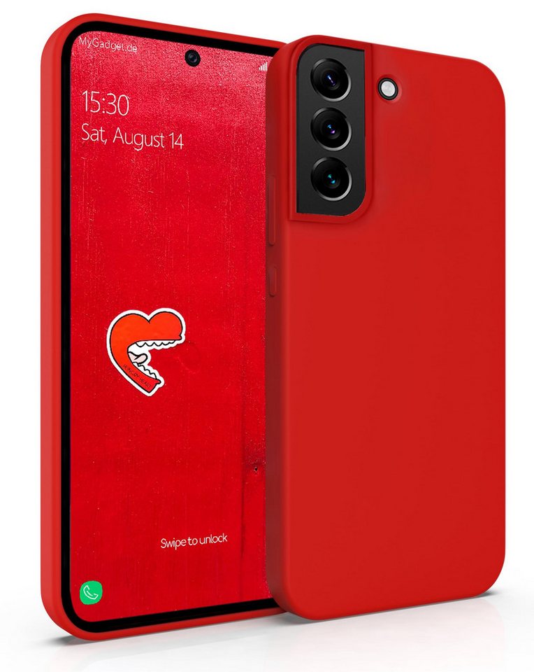 MyGadget Handyhülle Hülle für Samsung Galaxy S22, stoßfeste Hardcase Schutzhülle & Soft Silikon kratzfeste Cover Rot von MyGadget