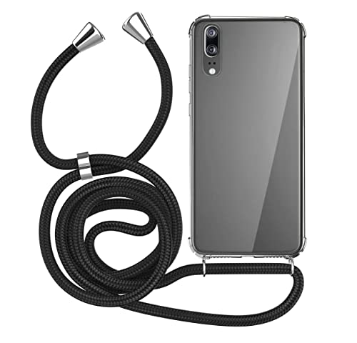 MyGadget Handykette + TPU Hülle für Huawei P30 mit Handyband zum Umhängen - Handyhülle mit Kordel Schnur Band Case Schutzhülle - Schwarz von MyGadget