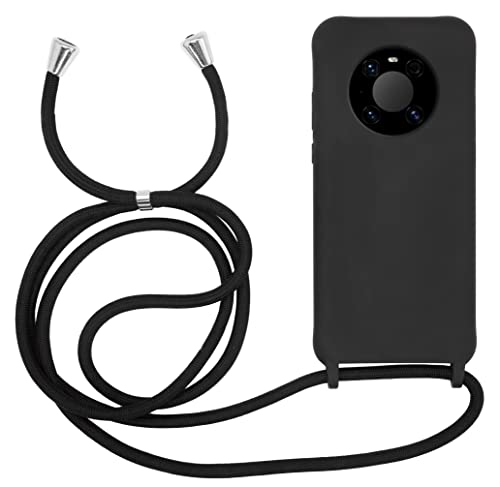MyGadget Handykette Kompatibel mit Huawei Mate 40 Pro 5G TPU Hülle mit Band - Handyhülle mit Handyband zum Umhängen Kordel Schnur Case Schutzhülle - Schwarz von MyGadget