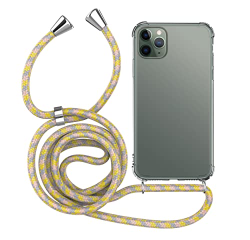 MyGadget Handykette für iPhone 11 Pro Max - [ TPU Hülle mit verstellbaren Band ] - Handyhülle mit Handyband zum Umhängen Kordel Case Schutzhülle - Gelb Lila von MyGadget