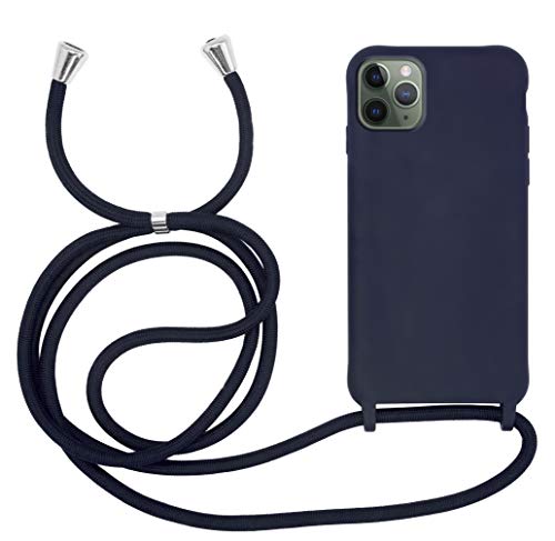 MyGadget Handykette für Apple iPhone 11 Pro Max TPU Hülle mit Band - Handyhülle mit Handyband zum Umhängen Kordel Schnur Case Schutzhülle - Dunkel Blau von MyGadget