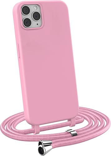 MyGadget Handykette für iPhone 11 Pro Max - [ Hülle mit verstellbaren Band ] - TPU Handyhülle mit Handyband zum Umhängen - Kordel Schnur Case Schutzhülle - Rosa von MyGadget