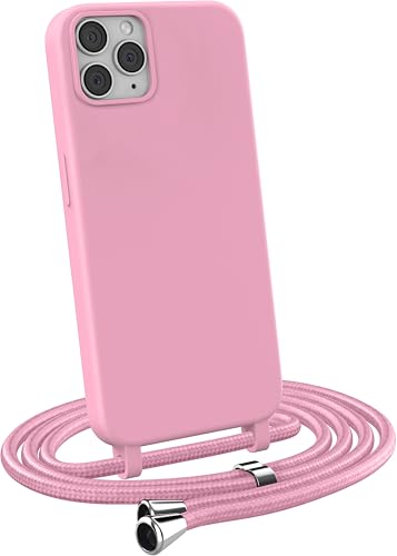 MyGadget Handykette für Apple iPhone 11 Pro Max TPU Hülle mit Band - Handyhülle mit Handyband zum Umhängen Kordel Schnur Case Schutzhülle - Rosa von MyGadget