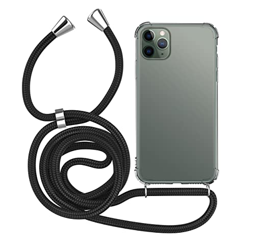 MyGadget Handykette für Apple iPhone 11 Pro Max TPU Hülle mit Band - Handyhülle mit Handyband zum Umhängen Kordel Schnur Case Schutzhülle - Schwarz von MyGadget