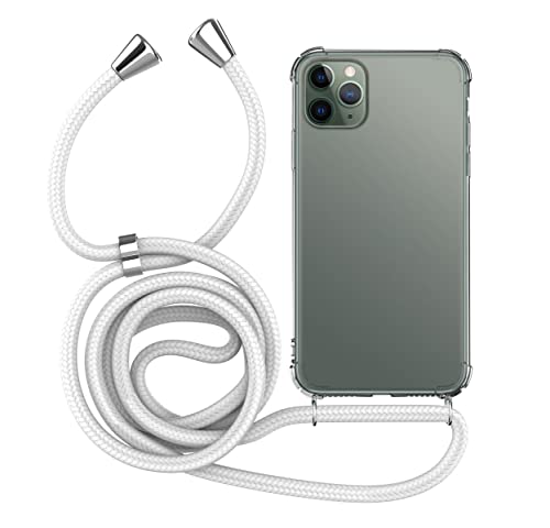 MyGadget Handykette für Apple iPhone 11 Pro Max TPU Hülle mit Band - Handyhülle mit Handyband zum Umhängen Kordel Schnur Case Schutzhülle - Weiß von MyGadget