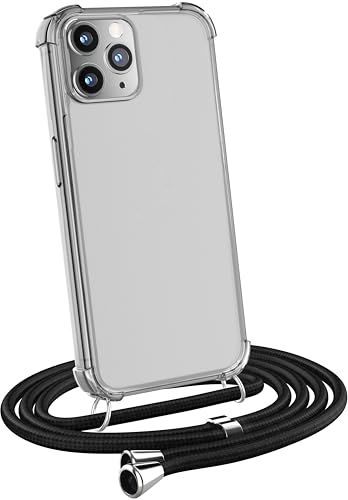 MyGadget Handykette für iPhone 11 Pro - [ TPU Hülle mit verstellbaren Band ] - Handyhülle mit Handyband zum Umhängen Kordel Schnur Case Schutzhülle - Schwarz von MyGadget