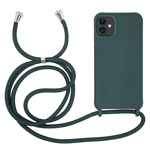 MyGadget Handykette für Apple iPhone 11 TPU Hülle mit Band - Handyhülle mit Handyband zum Umhängen Kordel Schnur Case Schutzhülle - Dunkel Grün von MyGadget