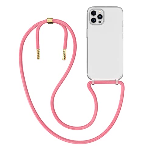 MyGadget Handykette für iPhone 12 | 12 Pro - [ Hülle mit Band abnehmbar & verstellbar ] - Handyhülle mit Handyband zum Umhängen Schnur Case Schutzhülle - Rosa von MyGadget
