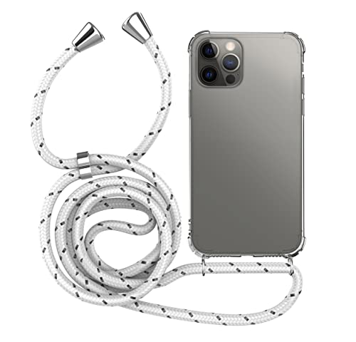 MyGadget Handykette für Apple iPhone 12 | 12 Pro TPU Hülle mit Band - Handyhülle mit Handyband zum Umhängen Kordel Schnur Case Schutzhülle - Weiß Muster von MyGadget