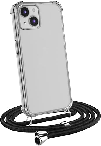 MyGadget Handykette für iPhone 12 Mini - [ TPU Hülle mit verstellbaren Band ] - Handyhülle mit Handyband zum Umhängen Kordel Schnur Case Schutzhülle - Schwarz von MyGadget