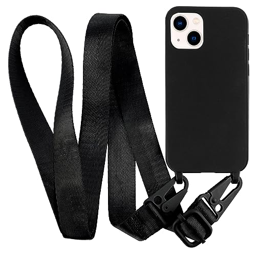 MyGadget Handykette für iPhone 13 Mini - TPU Hülle mit Band - Handyhülle mit Handyband zum Umhängen Kordel Schnur Case Schutzhülle - Schwarz von MyGadget