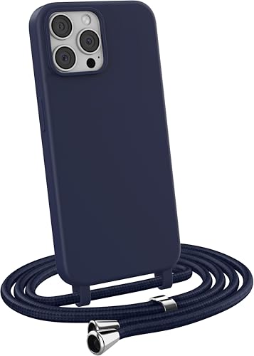 MyGadget Handykette für iPhone 13 Pro Max - [ Hülle mit verstellbaren Band ] - TPU Handyhülle mit Handyband zum Umhängen - Kordel Schnur Case Schutzhülle - Dunkelblau von MyGadget