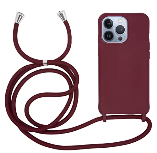 MyGadget Handykette für Apple iPhone 13 Pro TPU Hülle mit Band - Handyhülle mit Handyband zum Umhängen Kordel Schnur Case Schutzhülle - Bordeaux von MyGadget