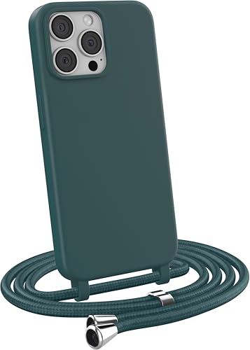MyGadget Handykette für iPhone 13 Pro - [ Hülle mit verstellbaren Band ] - TPU Handyhülle mit Handyband zum Umhängen - Kordel Schnur Case Schutzhülle - Dunkelgrün von MyGadget