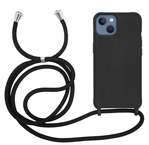 MyGadget Handykette für Apple iPhone 13 TPU Hülle mit Band - Handyhülle mit Handyband zum Umhängen Kordel Schnur Case Schutzhülle - Schwarz von MyGadget