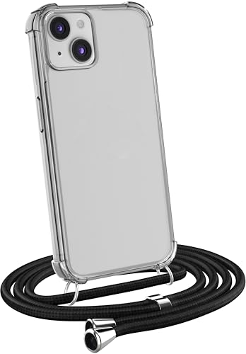 MyGadget Handykette für iPhone 13 - [ TPU Hülle mit verstellbaren Band ] - Handyhülle mit Handyband zum Umhängen Kordel Schnur Case Schutzhülle - Schwarz von MyGadget