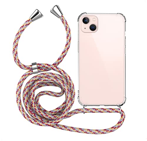 MyGadget Handykette für iPhone 14 Plus - [ TPU Hülle mit verstellbaren Band ] - Handyhülle mit Handyband zum Umhängen Kordel Schnur Case Schutzhülle - Pink Muster von MyGadget
