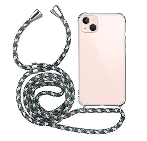 MyGadget Handykette für iPhone 14 Plus - [ TPU Hülle mit verstellbaren Band ] - Handyhülle mit Handyband zum Umhängen Kordel Schnur Case Schutzhülle - Schwarz Muster von MyGadget