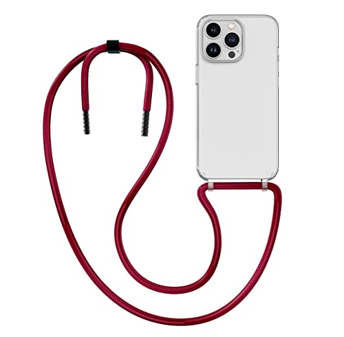 MyGadget Handykette für iPhone 14 Pro - [ Hülle mit Band abnehmbar & verstellbar ] - Handyhülle mit Handyband zum Umhängen Schnur Case Schutzhülle - Wein Rot von MyGadget