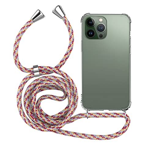 MyGadget Handykette für iPhone 14 Pro Max - [ TPU Hülle mit verstellbaren Band ] - Handyhülle mit Handyband zum Umhängen Kordel Schnur Case Schutzhülle - Pink Muster von MyGadget