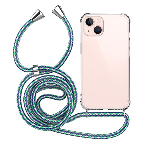 MyGadget Handykette für Apple iPhone 14 TPU Hülle mit Band - Handyhülle mit Handyband zum Umhängen Kordel Schnur Case Schutzhülle - Blau Muster von MyGadget