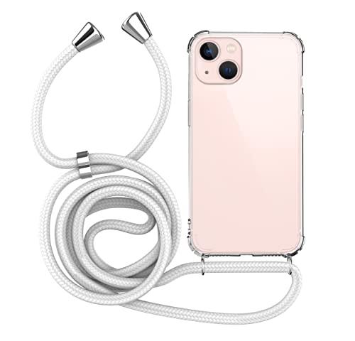 MyGadget Handykette für iPhone 14 - [ TPU Hülle mit verstellbaren Band ] - Handyhülle mit Handyband zum Umhängen Kordel Schnur Case Schutzhülle - Weiß von MyGadget