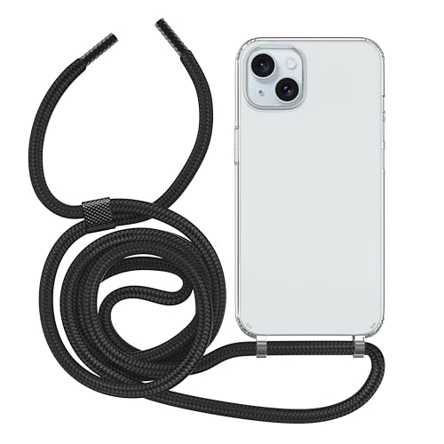 MyGadget Handykette für Apple iPhone 15 Hülle mit Band - Handyhülle mit Handyband zum Umhängen Kordel Schnur Case Schutzhülle - Schwarz von MyGadget